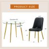 Table and chair set.36 Inch Diameter Modern Luxury Glass Dining Table and Chair Set - Gold Frame