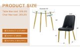Table and chair set.36 Inch Diameter Modern Luxury Glass Dining Table and Chair Set - Gold Frame