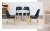 Table and chair set.36 Inch Diameter Modern Luxury Glass Dining Table and Chair Set - Gold Frame