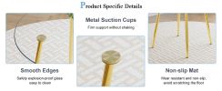 A modern minimalist style round transparent tempered glass table with gold metal legs