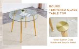 Table and chair set.36 Inch Diameter Modern Luxury Glass Dining Table and Chair Set - Gold Frame
