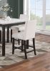 Modern 5pc Counter Height Dining Set Kitchen Dinette Faux Marble Top Table and 4x High Chairs White Faux Leather Cushions Seats Dining Room