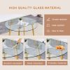 Table and chair set.36 Inch Diameter Modern Luxury Glass Dining Table and Chair Set - Gold Frame